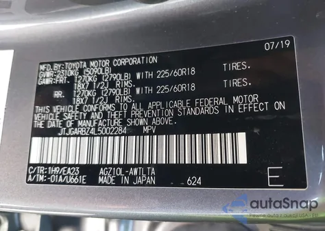 2020 Lexus Nx 300 from USA, damaged, VIN JTJGARBZ4L5002284